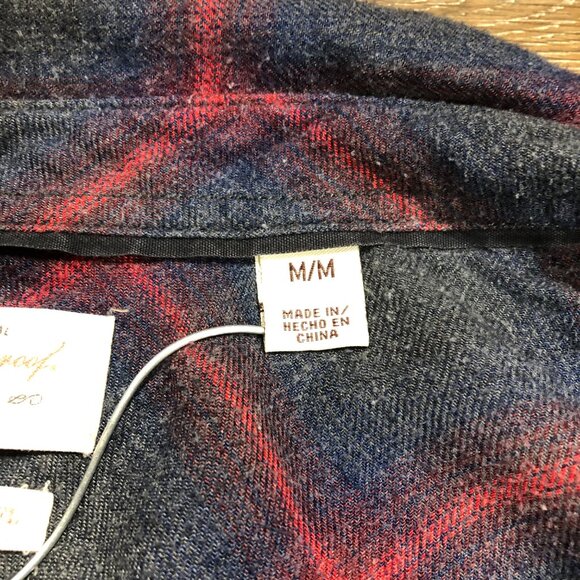 Original Weatherproof Vintage Button Down Mens M Blue Plaid Flannel Pocket Shirt - Picture 5 of 8